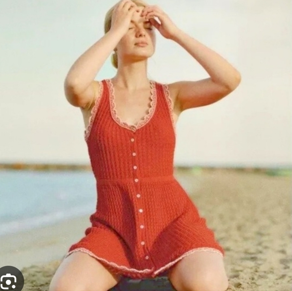 Zara Womens Crochet Button Up Mini Dress Size Small NWOT